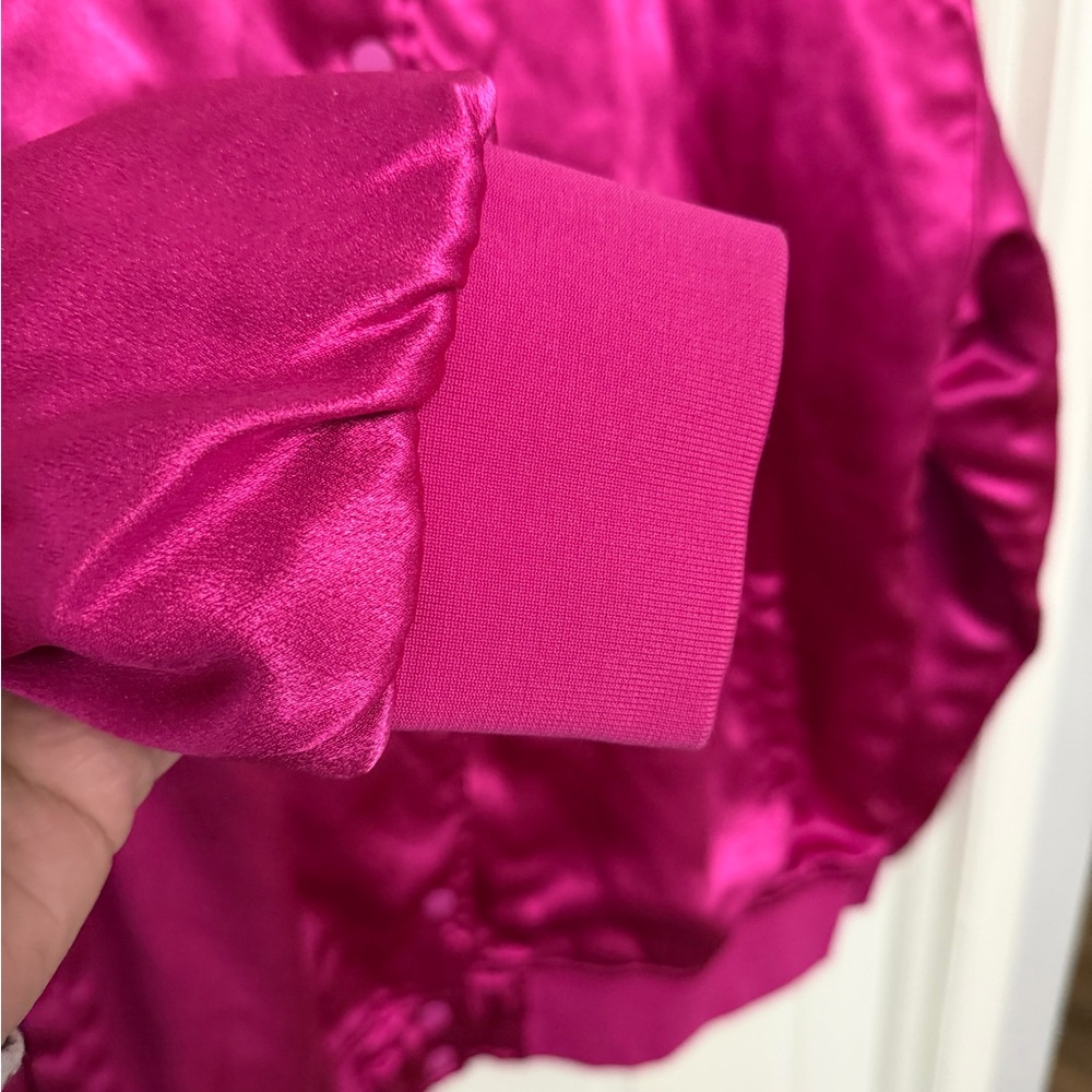 Azalea Wang Boyfriend style Oversized Satin pink Bomber‎ Jacket size large - Picture 5 of 8